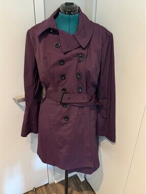 New York & Co Purple double-breasted trench coat
